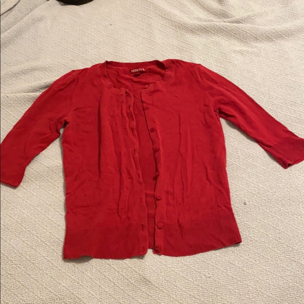 Red cardigan